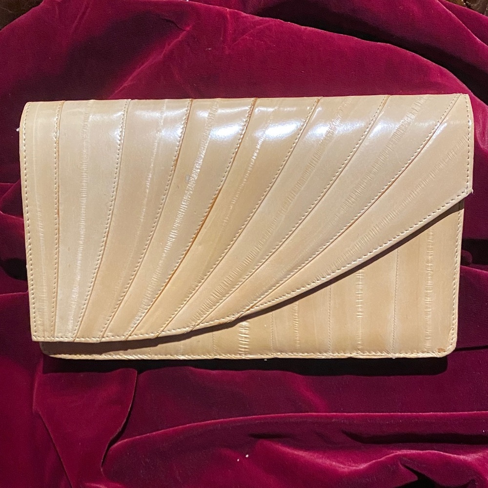 Elegant Beige Eel skin  Clutch Bag
